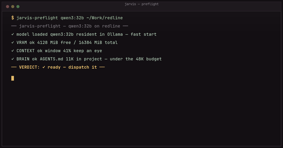jarvis-preflight output